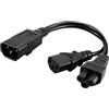 zalati Cavo di prolunga di alimentazione IEC320-C14 a C13+C5 Cavo adattatore di alimentazione sdoppiatore 3 pin Nero