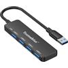 Tccmebius Hub USB 3.0, splitter USB-A, ultra sottile, 4 porte, 5 Gbps, trasmissione dati, estensore USB portatile per mouse, tastiera, unità flash, stampante, laptop, desktop, Xbox, PS5 e altro