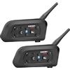 XiNOWY Casco da Moto Intercom V6 Bluetooth Comunicazione Vivavoce per 6 Riders Portata 1200m Qualità audio HD Resistente all'acqua per Moto/Bicicletta/MTB (Pack 2)