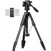 SMALLRIG Treppiede per fotocamera AP-21 (180 cm), treppiede da viaggio per iPhone e fotocamera per Canon e Nikon con clip per telefono e borsa per il trasporto, carico massimo 5 kg - 5351