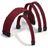 LINKUP - AVA 50cm PSU Personalizzato Prolunga Cavo Alimentatore Mod PC GPU | Intrecciato con Kit Pettine | 1x 24 P (20 + 4) | 1x 8 P (4 + 4) CPU | 2x 8 P (6 + 2) GPU | 500mm - Rosso Nero