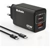 Hichain Caricatore USB C 65W 3 Porte PD & QC3.0 GaN Caricatore Rapido per iPhone 17 Pro Max Air/16 Plus Pro Max/15/14/13/12, Galaxy, Pixel 4/3, iPad/iPad Mini Con cavo 1.2m