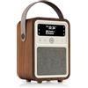 VQ Monty Radio DAB Plus/DAB con Cassa Bluetooth, FM e Radio Sveglia Funzione - Alimentata da Rete e Batteria Radio Portatile Vintage con Antenna, Presa Cuffie e Porta USB - Noce