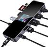 DOCKCASE Smart Hub USB C 10 in 1 Edizione Explorer, Doppio Display 4K@60 Hz, PD 3.0 100w, RJ45 Ethernet, 2 USB 3.2, 2 USB 2.0,1 USH-II TF/SD slot, Docking Station USB C per MacBook Pro/Air,Dell Grigio