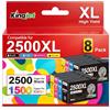 KINGJET PGI-2500XL Cartucce d'inchiostro Compatibile con Canon 2500XL Maxify MB5150 | 2500 XL Cartuccia per MB5050 MB5350 MB5450 MB5155 MB5455 MB5100 iB4050 iB4150,2 Nero,2 Ciano,2 Magenta,2 Giallo,Capacità XL