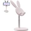 Cyrank Supporto Per Cellulare Regolabile Da Tavolo, Supporto Telefono Scrivania Coniglio Con Dock Di Ricarica Del Cellulare, Rotazione A 60° 18 to 26cm Per Tablet, Smartphone(Bianco)