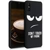 kwmobile Cover Compatibile con Xiaomi Redmi 9A / 9AT - Custodia in Silicone TPU - Cover Protettiva Soft Case - Don't touch my phone bianco/nero