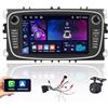 Hikity [4G+64G] Hikity Android Autoraido Per Ford Focus Kuga C-Max Mondeo Galaxy S-Max Wireless Carplay Android Auto 9'' Radio Stereo con 32EQ FM/RDS GPS WIFI 1280 * 720 Pixel Schermo Telecamera Posteriore
