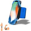 AXELENS Fascia 2 in 1 Azzurra per Polso e Braccio - Supporto Universale per Smartphone 4,5"-7″ con Rotazione 360° - Ideale per Corsa, Bici, Palestra, Outdoor & Attività Sportive