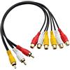 GINTOOYUN Cavo splitter audio video da 3 RCA maschio a 6 RCA femmina, adattatore AV per TV, DVD, set-top box, ecc., 0.3 m