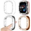 Kamita [3Pezzi] Custodia Diamond Compatibile Con Fitbit Versa 4 / Sense 2, Duro PC Bumper Bling Case Protettivo Custodie Antiurto Cover per Versa4/Sense2 Accessori(Trasparente+Sliver+oro rosa)
