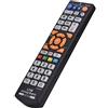 Tosuny Telecomando di apprendimento Telecomando intelligente universale con funzione di apprendimento per TV CBL DVD DVD e altri dispositivi a infrarossi Tastiera wireless (nero)