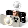 JJC Luce ad anello magnetica a LED selfie, specchio selfie con 3 impostazioni di luminosità, da applicare al telefono, design ribaltabile, ricaricabile di tipo C per iPhone 17 16 15 14 13
