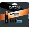 Duracell Optimum 1.5V Alkaline AA Batteries, Convenient, Resealable Package, 12 count