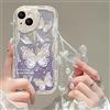PAIX Custodia Morbida Silicone Trasparente Compatibile con OPPO A77 5G/Realme Nrazo 50 5G Cover Carta Glitter Motivo Farfalla Telefono Catena Opzionale Antiurto con Bordo Crema