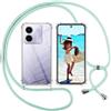 ISOI Cover con Cordino per Xiaomi Poco M7 Pro 5G, Custodia Trasparente con Collana Tracolla Laccio Collo Ultra Sottile Morbido TPU Silicone Antiurto AntiGraffio Case, Verde