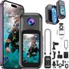 7JI Action Cam 256 Gb con Touchscreen, 4k Ruotabile di 180° | 2400mah Mini Telecamera da Corpo, 30m Impermeabile, Bodycam Grandangolare da 120° per Ciclismo Moto, Povs Vlog