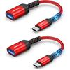 JSAUX Adattatore da USB C a USB 3.0 [Confezione da 2], Cavo OTG USB Tipo C Maschio a USB 3.0 Femmina Compatibile con iPhone 15 Pro Max, iPad Pro , MacBook Pro/Air, Galaxy S24/S23 Ultra, Huawei -Rosso