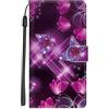 Nuxiady Custodia per Samsung Galaxy A34 5G Pelle PU Custodia con Creativo Motivo Disegni, Protettiva Case Cover a Libro Antiurto Portafoglio Caso per Galaxy A34 5G con Cute Modello, Farfalla Viola