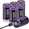 Mspalocell Batterie a celle D da 1,5 V USB-C LR20 8800 mAh, batteria al litio di tipo C, bassa autoscarica, con luce di ricarica, oltre 1500 cicli, confezione da 6 batterie D da 1,5 V