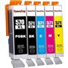 HenceBuy Cartucce d'inchiostro compatibili 570 571 XL per Canon PGI-570XL CLI-571XL per MG5750 TS5050 MG5700 MG5751 MG5753 MG6800 MG6850 MG6851 TS5051 TS5053 TS5055 TS5055 TS5055 6050 TS6051 (PGBK B/C