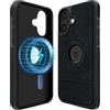COODIO Logo-View Custodia in Pelle per iPhone 16 Plus 6,7 Pollici, Cover Magnetica Compatibile con MagSafe, Custodia Sottile e Creativa, Nero