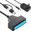 Gbformat 6Gbps Adattatore USB SATA, Adattatore USB C/USB3.0 a SATAIII/II/I per Dischi Rigidi HDD/SSD da 2,5"/3,5" e Lettori OtticiSATA, Cavo SATA a USB3.0 con Alimentatore 12V/2A, UASP