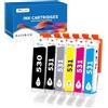 OINKWERE 530 531 Cartucce compatibili per Canon PGI-530 CLI-531 Cartucce per Canon TS8750 TS8751 (530 531 Nero PGBK Ciano Giallo Magenta Grigio Confezione da 6)