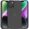 doupi Custodia Ultra Hybrid Compatibile con iPhone 14 Plus (6,7 Pollici), Cover per Cellulare in Fibra di Carbonio, Nera