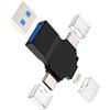 HOYULLI Adattatore C Lightning a USB-A (3 in 1) per iPhone 16, 15, 14 e chiavetta OTG tipo C