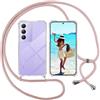 ISOI Cover con Cordino per Vivo V40 SE 5G, Custodia Trasparente con Collana Tracolla Laccio Collo Ultra Sottile Morbido TPU Silicone Antiurto AntiGraffio Antiscivolo Case, Rosa
