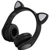Tosuny Cuffie per Orecchie di Gatto - Cuffie per Orecchie di Gatto Senza Fili Bluetooth con Microfono, Cuffie da Gioco per Gatti con Riduzione del Rumore LED (Nero)