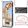 ISOI Cover Trasparente con Cordino compatibile con Xiaomi Redmi Note 14 Pro 5G, Regolabile e Rimovibile Collana Tracolla Laccio Collo, Custodia per Telefono in Silicone TPU Morbido Antiurto - Rosa