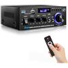 KKMOL Amplificatore HiFi Stereo AK45 - Bluetooth 5.0, Telecomando, 12 V/220 V 400W 2 Canali Amplificatore Audio, Radio FM Portatile, Scheda SD Card/USB, per la casa o per l'auto