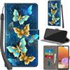 Haninsuze Cover per Samsung Galaxy A32 4G, farfalla dorata | Pelle PU Portafoglio, Porta Carte, Magnetica, Libro, Antiurto Custodia