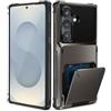 ACOCOBUY Cover per Samsung Galaxy S25 Flip Case a Portafoglio con Porta Carte Antiurto Custodia Protezione a Doppio Strato Armor Cover a Patta Slot Nascosto 4 Carte Custodia per Samsung S25