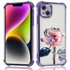 Knrlqim Custodia per iPhone 14 / iPhone 13 6,1, Aesthetic Disegni Fiori Rose Sfumato Motivo Cover, Trasparente Viola Galvanizzazione Antiurto Resistente Protettiva Case con Protezione Fotocamera