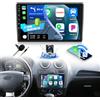 CAMECHO 2+64G Android 13 Autoradio per Ford Fiesta Focus Transit Connect Kuga Mondeo Smax, 9 Wireless Carplay Navi Bluetooth Radio con Android Auto WIFI GPS FM/RDS Mirror Link + Telecamera Posteriore