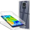 Casecool 360 Gradi Cover compatibile con Redmi Note 9/ Redmi 10X 4G, Trasparente Ultra Sottile in Silicone TPU Anteriore e PC Indietro Custodia Cellulare Bumper Protezione Full Body Premium Resistente Case