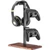 SHUOSUO Porta Controller, Supporto Cuffie in legno di noce, Porta Joystick per Xbox PS5 PS4 Switch, gaming accessori universali scrivania