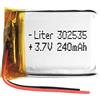 Liter energy battery Batteria 302535 LiPo 3.7V 240mAh 0.888Wh 1S 5C Liter Energy Battery per l'elettronica Ricaricabile Telefono Portatile Smartwatch Orologio GPS - Non adatto per Radiocomando 37x25x3mm (240mAh|302535)