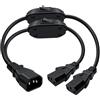 HuaLiSiJi Cavo C14 C13 con Interruttore 10A 250V C14 a Doppio C13 Cavo Alimentazione Interruttore per Elettrodomestici TV PC Ecc (35cm)