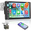 Hikity Autoradio 1 Din 7 HD Touchscreen compatibile con Apple CarPlay Android Auto, con supporto per Mirror Link/Controllo al Volante HD Telecamera di Retromarcia AUX EQ