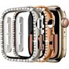 MYAPULUA 2 Pezzi Bling Cover per Apple Watch Custodia Rigida PC con Brillantini Glitter con Pellicola Protettiva in Vetro Temperato Custodia Protettiva per iWatch serie 10 9 8 7 6 5 4 SE