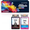 Nestink Cartucce d'inchiostro 305xl (1 nero, 1 colore) 305 xl Compatibile con cartucce d'inchiostro HP 6ZA94AE 305, compatibili con HP Envy 6000 6032e 6032e 6032 Deskjet 2810e 2800e 2710e 2820e
