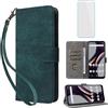 IUQXU Cover per Motorola Moto G82 5G/Motorola Moto G52 4G Libro con Pellicola Vetro Temperato [Blocco RFID] Antiurto Supporto Custodia in Pelle Portafoglio per Motorola G71S 5G Moto G52 4G LTE Verde