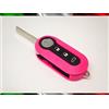 TopBest Cover Chiave Guscio Telecomando COMPATIBILE CON Fiat 500 Grande Punto Evo Bravo Panda 500L Lancia Y YPSILON MUSA Delta SCOCCA Telecomando Completo NO ELETTRONICA Rosa