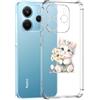 Guxira Cover Protettiva per Xiaomi Redmi Note 14 4G Versione UE, Carino Antiurto Trasparente Silicone Custodia Floreale Design Cover Antipolvere Protettiva Case per Redmi Note 14 4G - Gatto