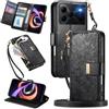 MOJIA Portafoglio Custodia per Doogee Note 56 / Note 56 Plus/Note 56 Pro, Flip Cover in Pelle con Tracolla a Tracolla, Scomparto a Cerniera e Funzioni Multifunzione. Black