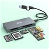 ROCKETEK Lettore di schede XQD 6 in 2, lettore di schede di memoria per schede XQD (Sony G/M/Lexar 2933x/1400x), SD/XD/CF/MS/TF, 10 Gbps con porte USB-C e USB-A per sistemi Windows/Mac OS/Linux/Android